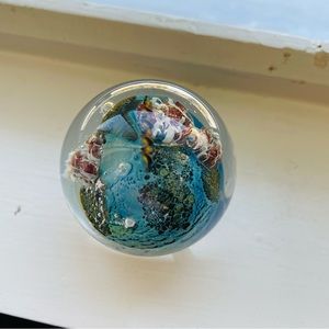 Josh Simpson Inhabited Planet Art Glass Paperweight Globe - Rare